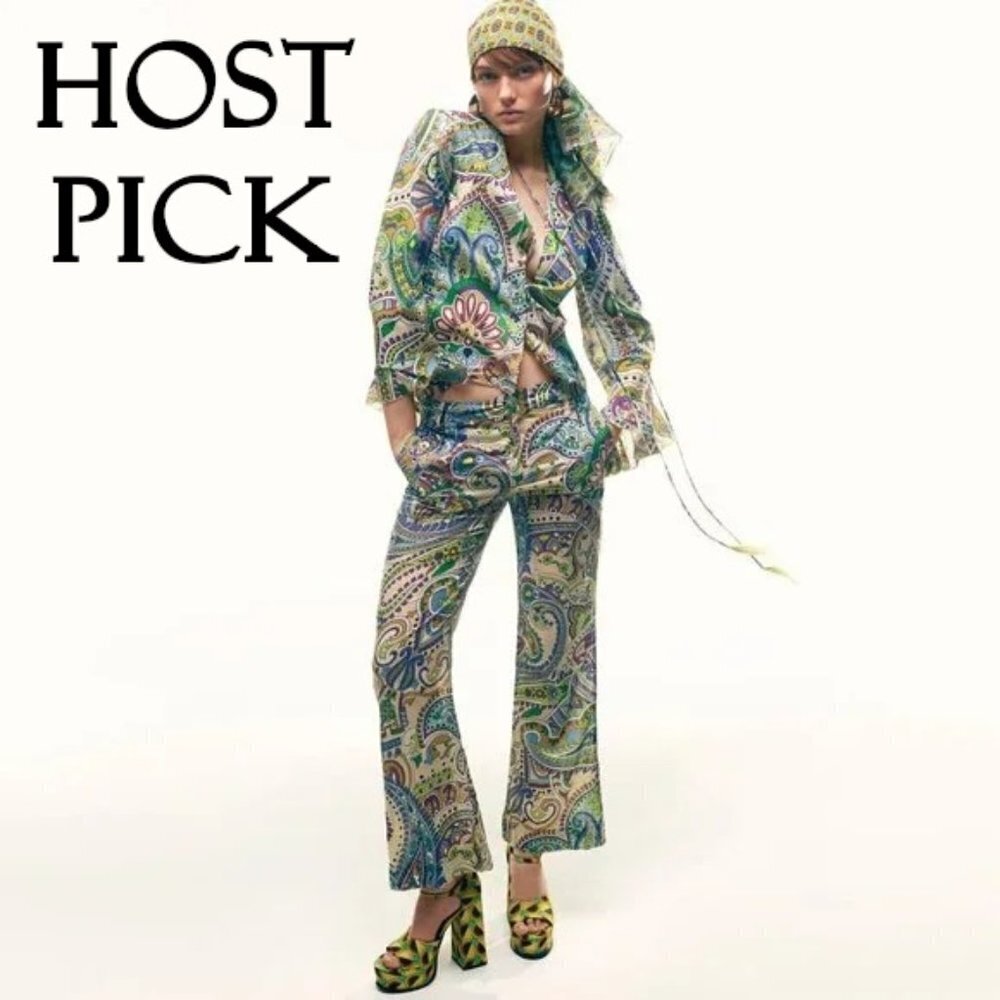 NWT Zara multicolour retro-inspired abstract print chunky platform heeled sandal